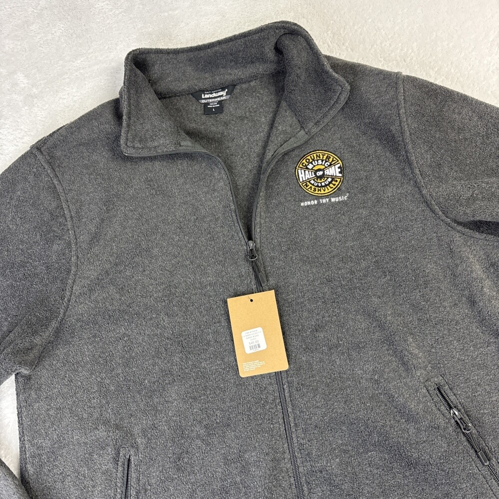 Country Music Hall Of Game Nashville Full Zip Fleece Jacket Mens Large Gray NWT